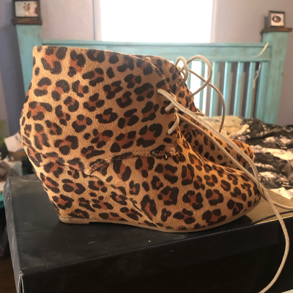 Leopard print booties